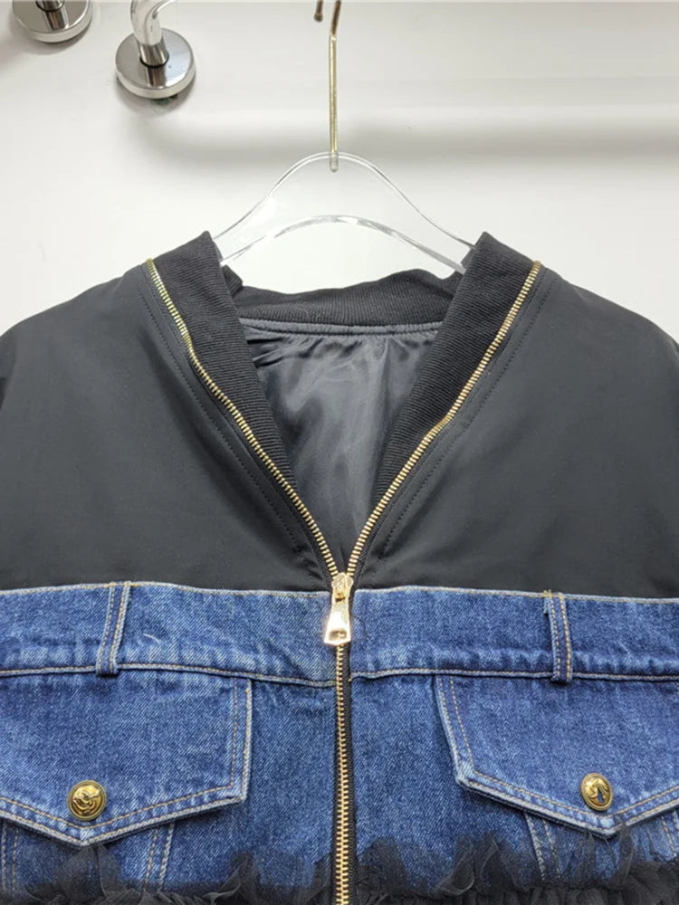 CUSTOM DESIGN MESH DENIM JACKET