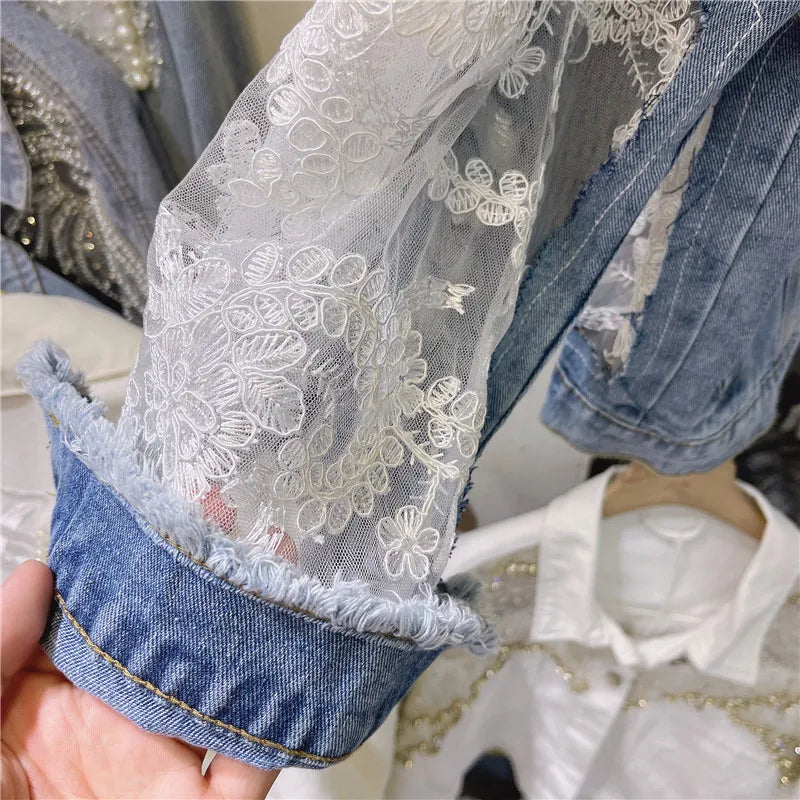 PATCHWORK LACE DENIM JACKET
