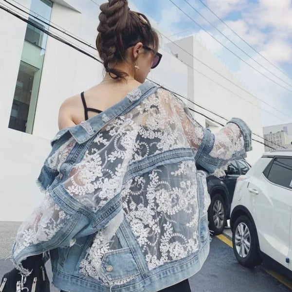 PATCHWORK LACE DENIM JACKET
