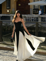 CONTRAST PATCHWORK SLING DRESS