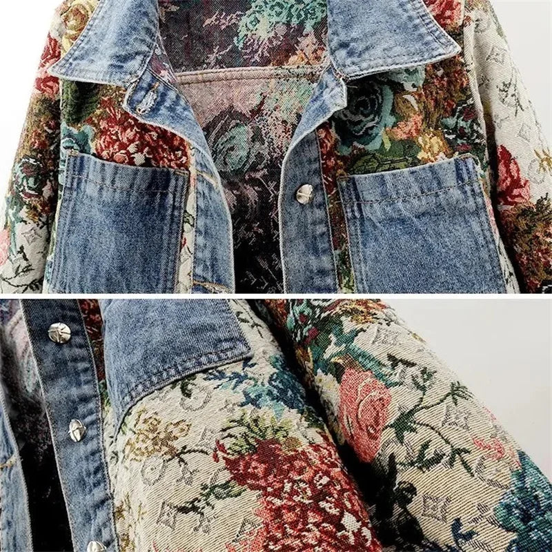 SPLICING COWGIRL DENIM JACKET