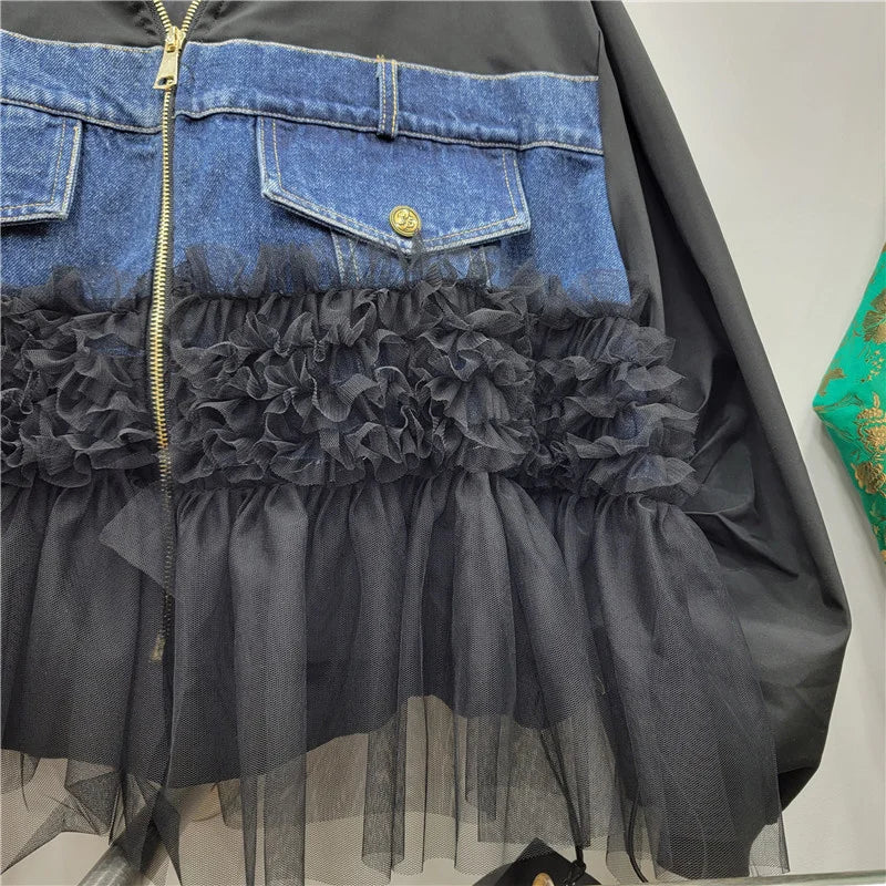 CUSTOM DESIGN MESH DENIM JACKET