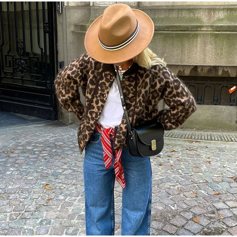 LEOPARD PLUSH COLLAR CEKET
