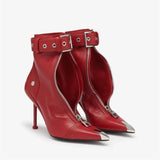OPULA FRONT ZIPPER BUCKLE HEELS
