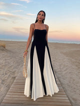 CONTRAST PATCHWORK SLING DRESS