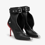 OPULA FRONT ZIPPER BUCKLE HEELS