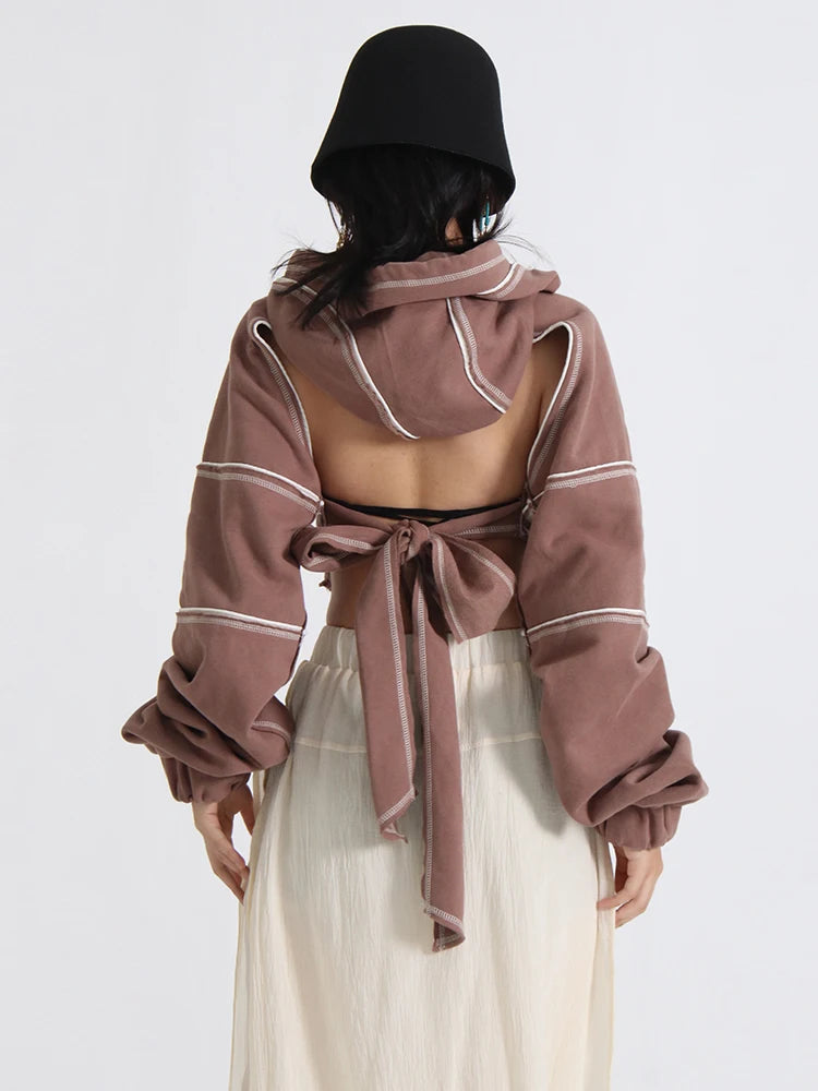 OPULA CUTOUT CROP HOODIE