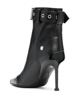 OPULA FRONT ZIPPER BUCKLE HEELS