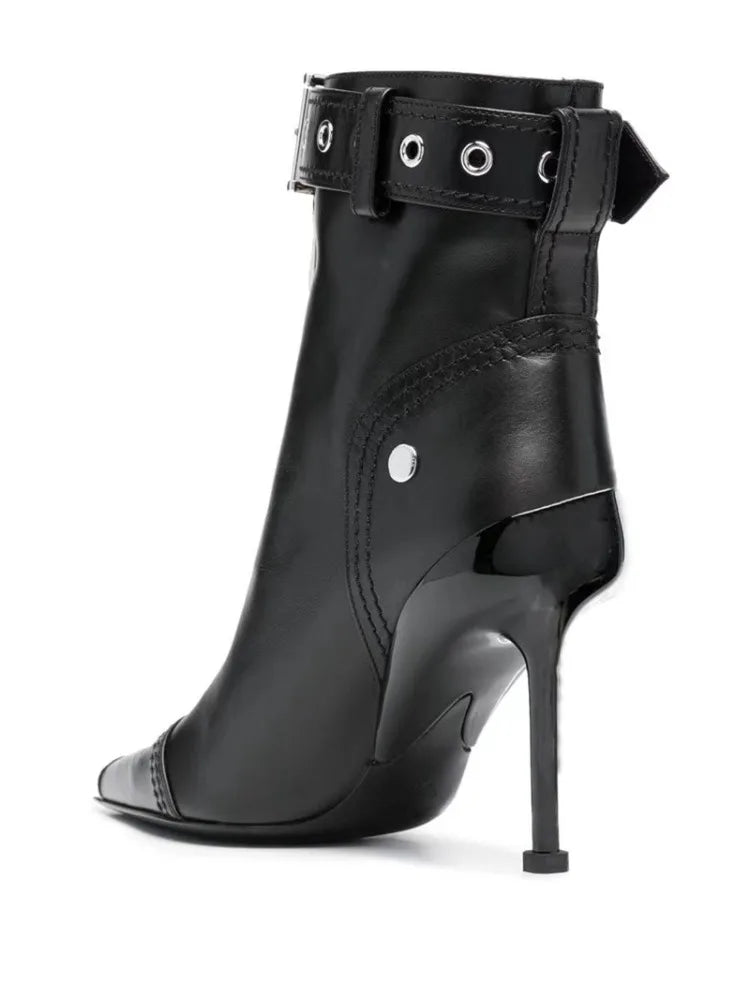 OPULA FRONT ZIPPER BUCKLE HEELS