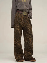 OVERSIZE VINTAGE LEOPARD DENIM JEANS