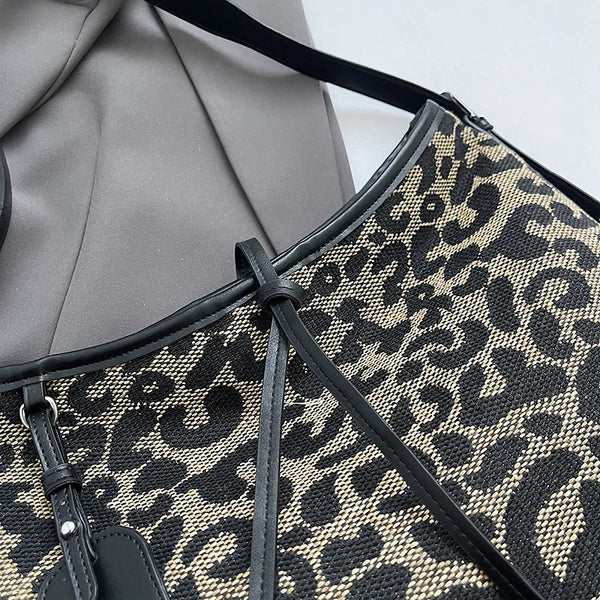 LEOPARD CROSSBODY TOTE BAG