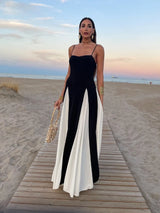 CONTRAST PATCHWORK SLING DRESS