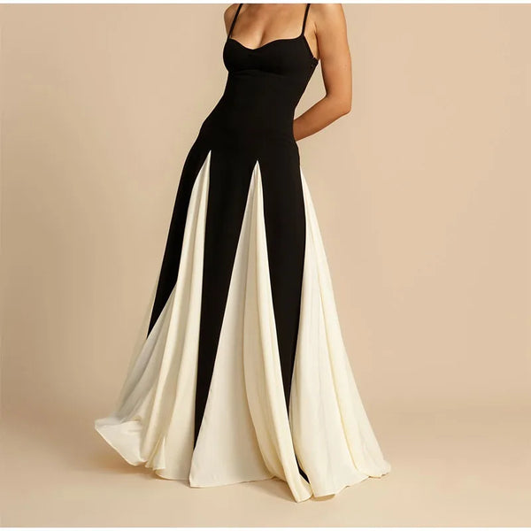 CONTRAST PATCHWORK SLING DRESS