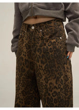 OVERSIZE VINTAGE LEOPARD DENIM JEANS
