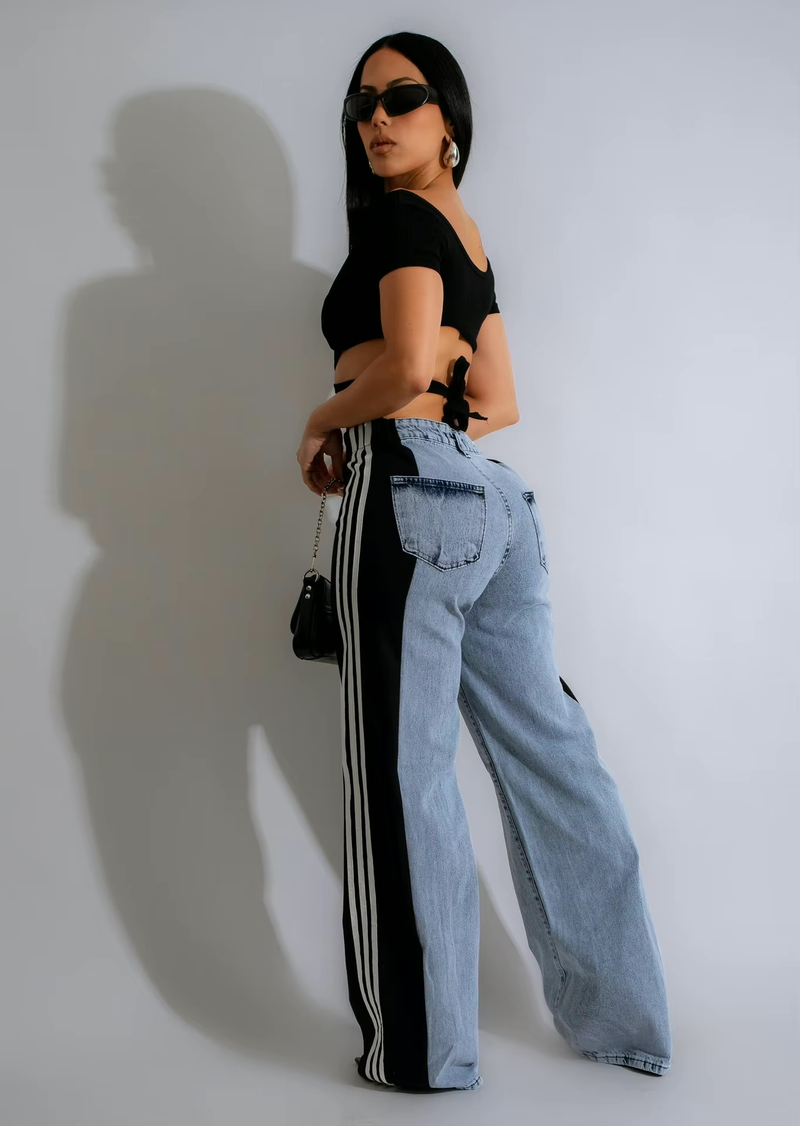 VINTAGE STRIPED BAGGY JEANS