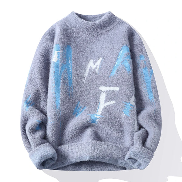 KNITTED LETTER SCRAWL KAZAK