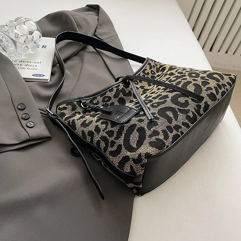 LEOPARD CROSSBODY TOTE BAG
