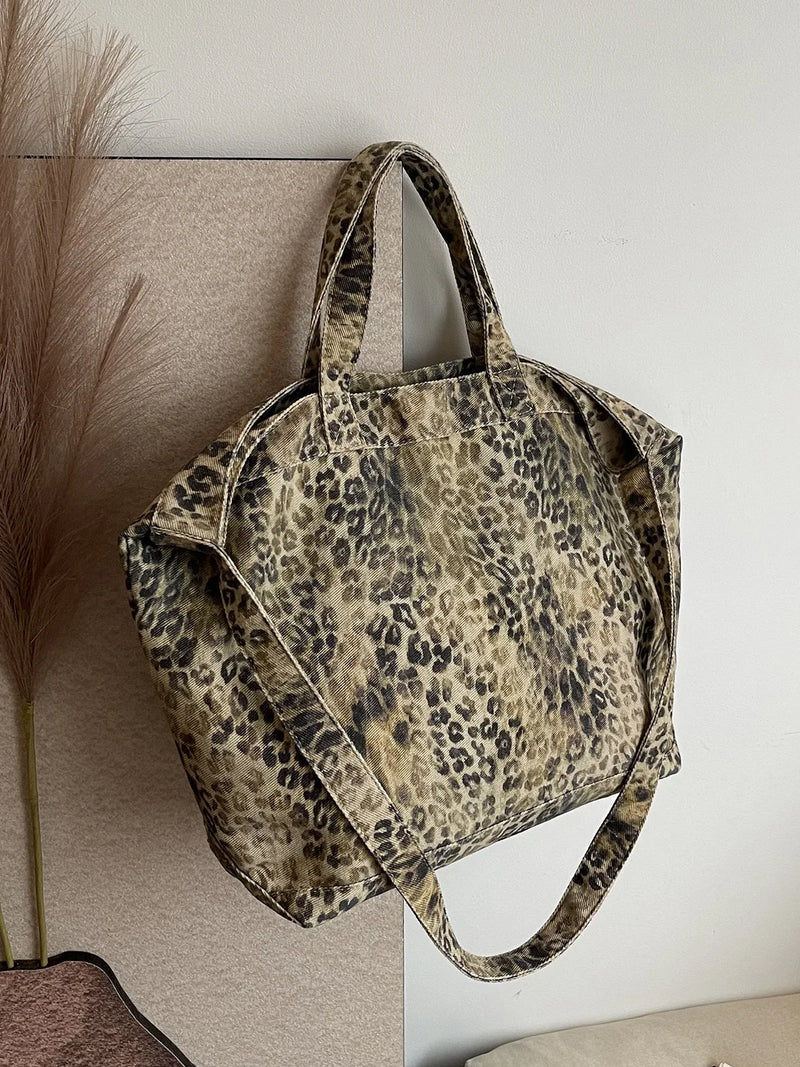 VINTAGE LEOPARD PATTERN TOTE BAG
