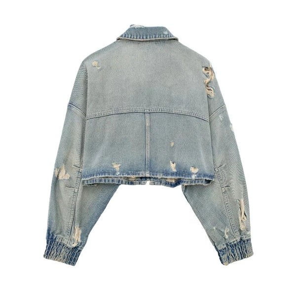 OPULA ZIPPER LOOSE DENIM JACKET