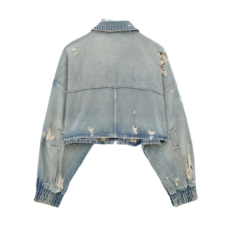 OPULA ZIPPER LOOSE DENIM JACKET