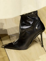 OPULA FRONT ZIPPER BUCKLE HEELS