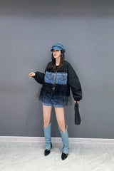 CUSTOM DESIGN MESH DENIM JACKET