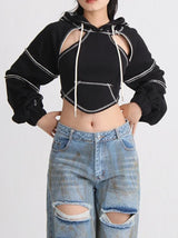 OPULA CUTOUT CROP HOODIE
