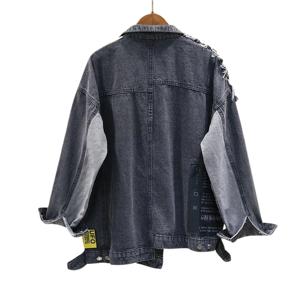 TRENDY NEWS PATCH VINTAGE DENIM JACKET