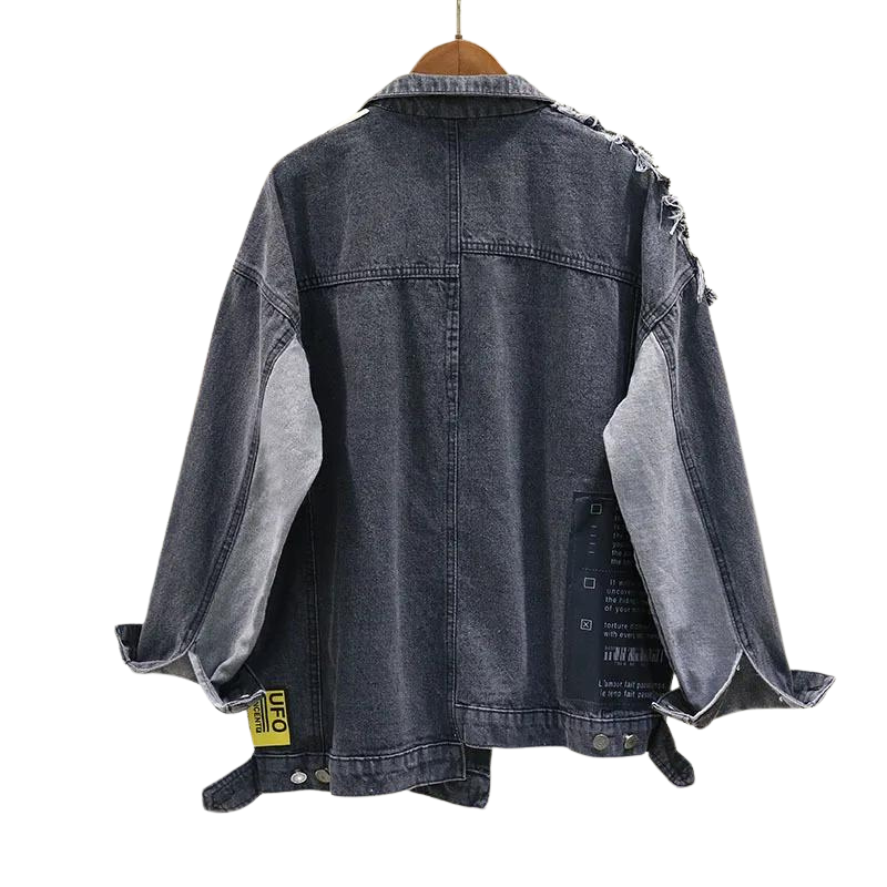 TRENDY NEWS PATCH VINTAGE DENIM JACKET